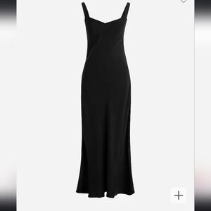 J. Crew Gwyneth V Neck Slip Dress Cupro Blend Black 90s Sheath Midi Summer